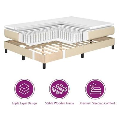 Boxspring bed met matras met hoofdeinde Crème 180 x 200 cm Stof