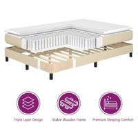 Boxspring bed met matras met hoofdeinde Crème 180 x 200 cm Stof - thumbnail