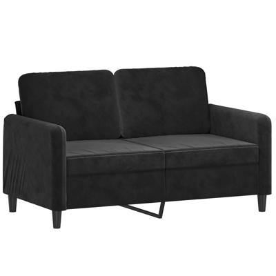2-delige Loungeset met kussens fluweel zwart - thumbnail