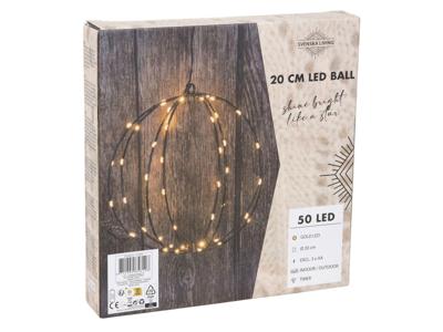 Bal zwart 20cm 50LED timer op batterij