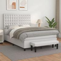 Boxspring met matras kunstleer wit 140x200 cm - thumbnail