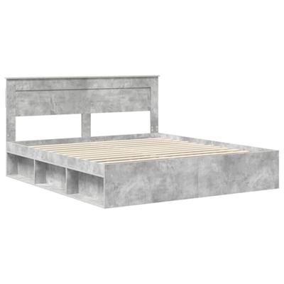 Bedframe met hoofdeinde Beton 200 x 200 cm Massief grenenhout