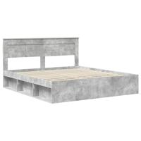 Bedframe met hoofdeinde Beton 200 x 200 cm Massief grenenhout - thumbnail