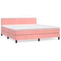 Boxspring met matras fluweel roze 160x200 cm - thumbnail