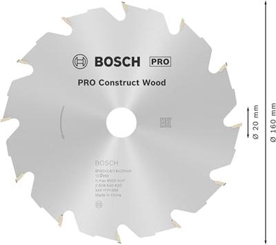 Bosch Accessoires Cirkelzaagblad Construct Wood 160 x 20/16 x 2,6 mm, 12 1st - 2608640630