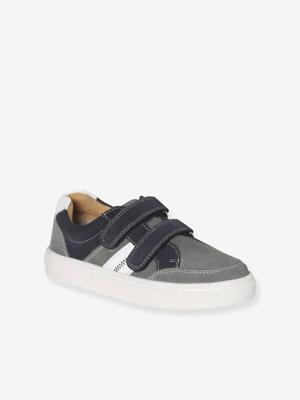 Baskets met klittenband van leer voor kinderen, kleuterschoolcollectie veel grijs Baskets met klittenband van leer voor kinderen, kleuterschoolcollectie veel grijs