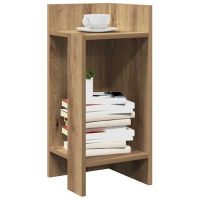 Bijzettafels 2 st met plank 25,5x27x60 cm artisanaal eikenkleur
