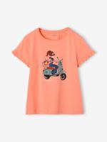 Meisjes T-shirt "fiets" koraal - thumbnail