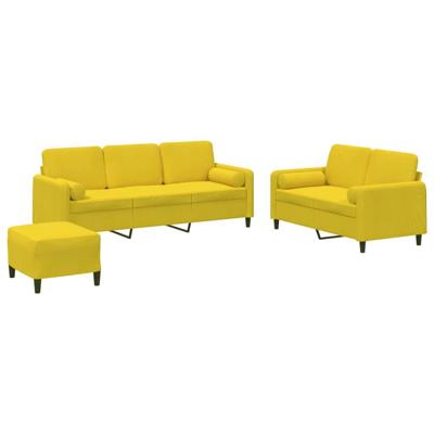 3-delige Loungeset met kussens fluweel geel - thumbnail