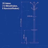 Maul Staande kapstok 9407090 MAULnubis Aantal haken: 20 (Ø x h) 41 cm x 176 cm Staal Zwart 1 stuk(s) - thumbnail