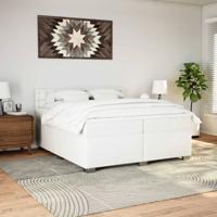 Boxspring met matras kunstleer wit 200x200 cm - thumbnail