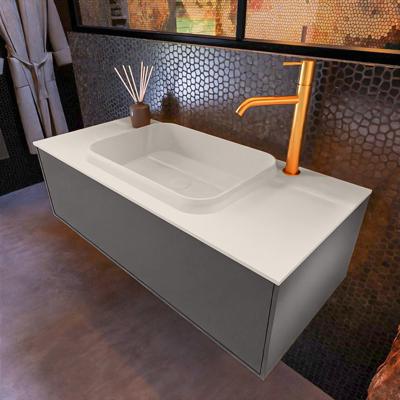 Badkamermeubelset Mondiaz Erin 100 cm met 1 Lade met RIDGE Wastafel Midden Linen met 1 kraangat Greeploos Mat Dark Grey Badkamermeubelset Mondiaz Erin 100 cm met 1 Lade met RIDGE Wastafel Midden Linen met 1 kraangat Greeploos Mat Dark Grey