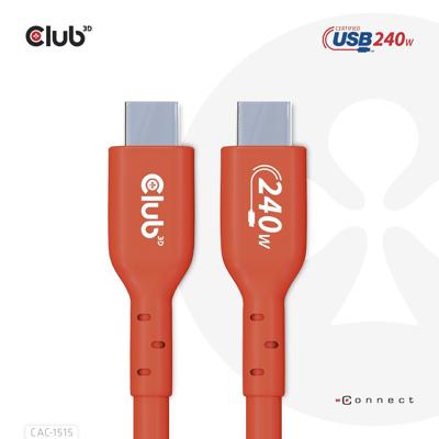 Club3D USB 2.0 0.48Gbps 240W USB Type-C 4m USB-IF gecertificeerd