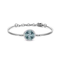 CO88 Collection Majestic 8CB 90454 Stalen Armband met bloem - 16,5 + 3,5 cm - Zilverkleurig / Groen - thumbnail