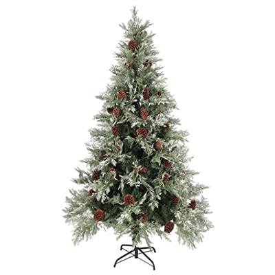 Kerstboom met dennenappels 195 cm PVC en PE groen en wit Kerstboom met dennenappels 195 cm PVC en PE groen en wit