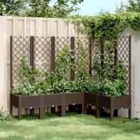 VidaXL Plantenbak met latwerk 160x120x142 cm polypropeen bruin - thumbnail