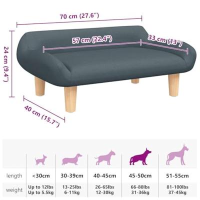 VidaXL Hondenmand 70x40x24 cm stof donkergrijs