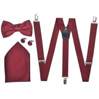 vidaXL Smoking accessoires bretels en vlinderdas set mannen bordeauxrood - thumbnail