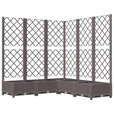 VidaXL Plantenbak met latwerk 120x120x121,5 cm polypropeen bruin