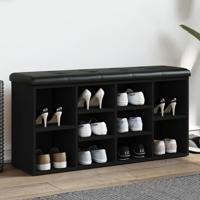 Schoenenbank 102x32x50 cm bewerkt hout zwart - thumbnail