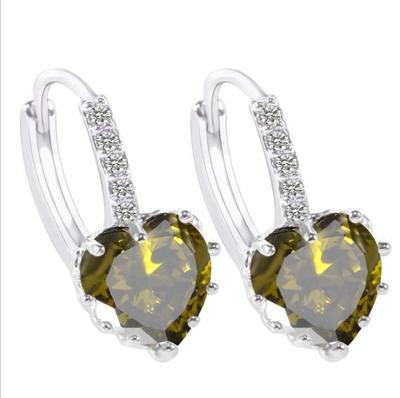 Schattig hart echte 925 Sterling Zilver Zirkonia stenen oorbellen