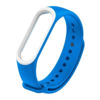 Kleurrijke siliconen polsband horlogeband voor Xiaomi mi band 3 & 4 (blauw + wit) - thumbnail