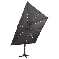 VidaXL Zweefparasol met paal en led-verlichting 300 cm antracietkleur - thumbnail