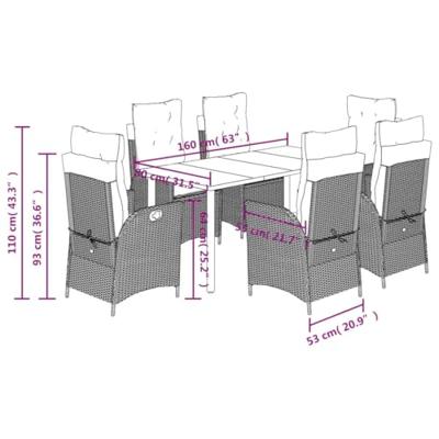 7-delige Tuinset met kussens poly rattan bruin