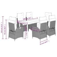 7-delige Tuinset met kussens poly rattan bruin - thumbnail