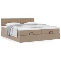 Ottoman bed met matrassen 180x200cm kunstleer cappuccinokleurig - thumbnail