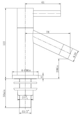 Fonteinkraan Wiesbaden Benga | Opbouw | Koudwater kraan | Standaard model | Rond | Chroom
