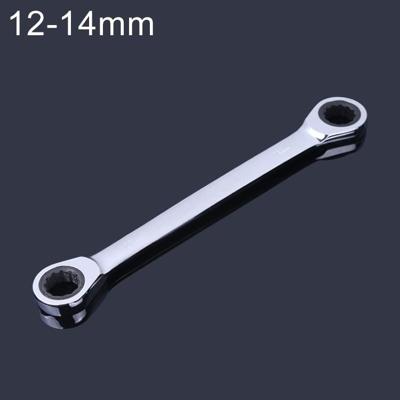 12-14mm professionele Double-hoofd Ratchet moersleutel lengte: 16.6cm(Silver)