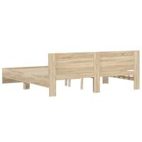 Bedframe met hoofdeinde sonoma eikenkleurig 160x200 cm - thumbnail