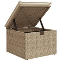 7-delige Loungeset met kussens poly rattan beige - thumbnail