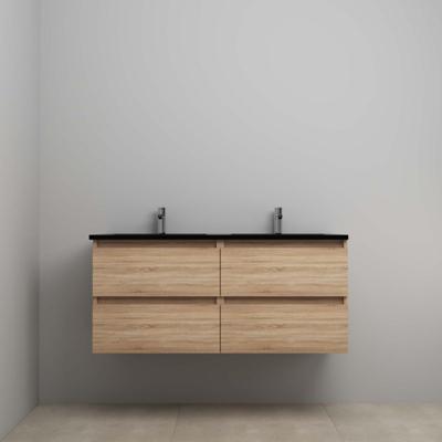 On-Line Onderkast - 120 cm - Voorgemonteerd - Ladestructuur - Acryl Wastafel - 2 Kraangaten - Eiken