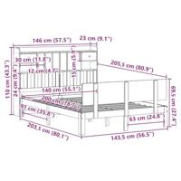 Bed met boekenkast zonder matras grenenhout wit 140x200 cm - thumbnail