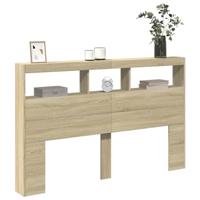 Hoofdbordkast met LED-verlichting 160x17x102 cm sonoma eiken - thumbnail