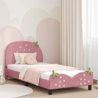 Bedframe voor kinderen met hoofdbord Roze 90 x 200 cm Fluweel - thumbnail