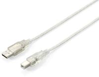 USB 2.0-kabel A/stekker - B/stekker, 5 m, dubbel afgeschermd, zilver/transparant - thumbnail