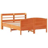 Bedframe zonder matras massief grenenhout wasbruin 135x190 cm - thumbnail