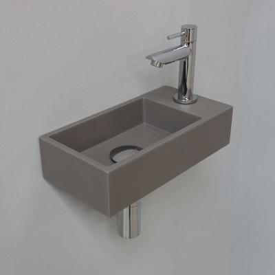 INK - Fonteinpack Quartz Rechts incl. Fonteinkraan - Design Sifon - Design Plug en Montageset - 360x180x90 Mm - Quartz Beton/chroom