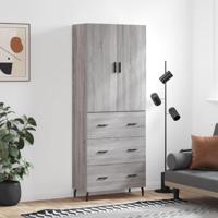 Hoge kast 69,5x34x180 cm bewerkt hout grijs sonoma eikenkleurig - thumbnail