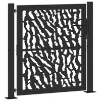 Poort met sporenontwerp 105x106 cm staal zwart - thumbnail