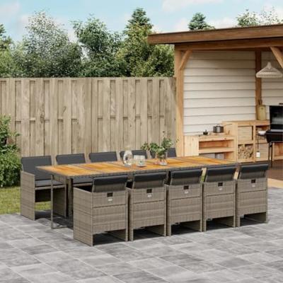 11-delige Tuinset met kussens poly rattan grijs 11-delige Tuinset met kussens poly rattan grijs