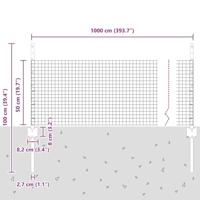 VidaXL Hek met paal zilver 0,5 x 10 m staal - thumbnail