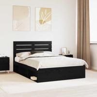 Bedframe met hoofdeinde Zwart 140 x 190 cm Massief grenenhout - thumbnail