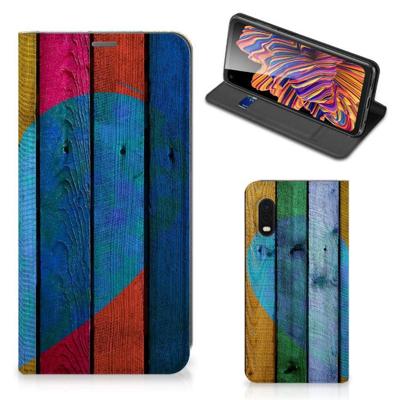 Samsung Xcover Pro Book | Wallet Case | Wood Heart - Cadeau voor je Vriend