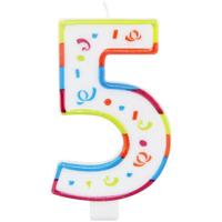 Grote kaars 5 jaar met houder - thumbnail