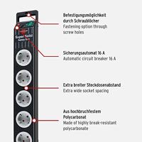 Brennenstuhl 1153380115 Stekkerdoos met schakelaar 5-voudig Zwart Randaarde stekker 1 stuk(s) - thumbnail