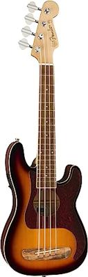 Fender Fullerton Precision Bass Uke WN Tortoiseshell Pickguard 3-Color Sunburst elektrisch-akoestische bas ukelele